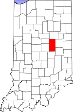 Map of Indiana showing Madison County 