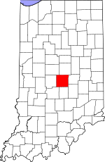 Map of Indiana showing Marion County 