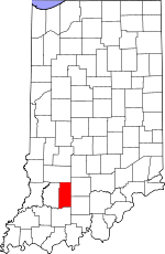 Map of Indiana showing Martin County 