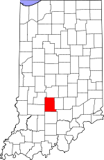 Map of Indiana showing Monroe County 