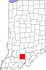 Map of Indiana showing Orange County 