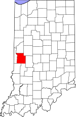 Map of Indiana showing Parke County 