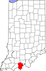 Map of Indiana showing Perry County 