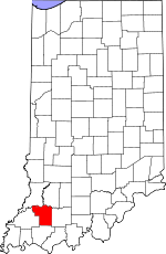 Map of Indiana showing Pike County 