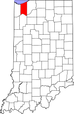 Map of Indiana showing Porter County 