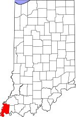 Map of Indiana showing Posey County 