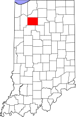 Map of Indiana showing Pulaski County 