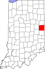 Map of Indiana showing Randolph County 