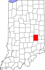 Map of Indiana showing Rush County 