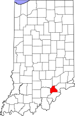 Map of Indiana showing Scott County 