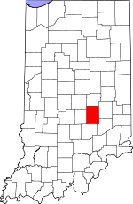 Map of Indiana showing Shelby County 