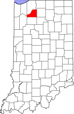 Map of Indiana showing Starke County 