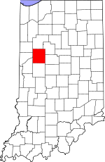 Map of Indiana showing Tippecanoe County 