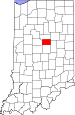 Map of Indiana showing Tipton County 