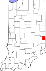 Map of Indiana showing Union County 