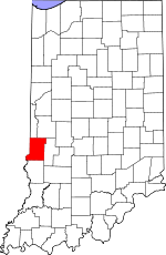 Map of Indiana showing Vigo County 