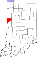 Map of Indiana showing Warren County 