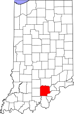 Map of Indiana showing Washington County 