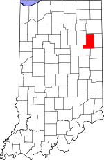 Map of Indiana showing Wells County 