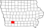 Map of Iowa showing Adams County 