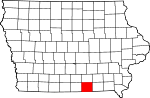 Map of Iowa showing Appanoose County 