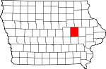 Map of Iowa showing Benton County 