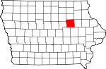 Map of Iowa showing Black Hawk County 