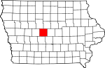 Map of Iowa showing Boone County 