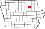 Map of Iowa showing Bremer County 