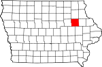 Map of Iowa showing Buchanan County 