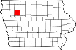 Map of Iowa showing Buena Vista County 