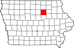 Map of Iowa showing Butler County 