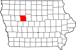 Map of Iowa showing Calhoun County 