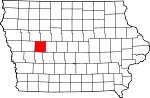 Map of Iowa showing Carroll County 