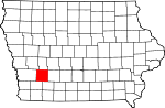 Map of Iowa showing Cass County 