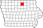 Map of Iowa showing Cerro Gordo County 