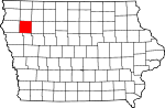 Map of Iowa showing Cherokee County 