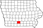 Map of Iowa showing Clarke County 