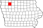 Map of Iowa showing Clay County 