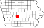 Map of Iowa showing Dallas County 