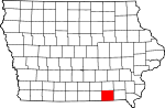 Map of Iowa showing Davis County 