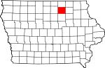 Map of Iowa showing Floyd County 