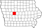 Map of Iowa showing Greene County 