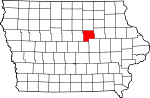 Map of Iowa showing Grundy County 