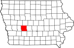 Map of Iowa showing Guthrie County 