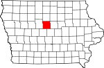 Map of Iowa showing Hamilton County 