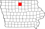 Map of Iowa showing Hancock County 