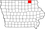 Map of Iowa showing Howard County 