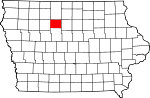 Map of Iowa showing Humboldt County 