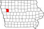 Map of Iowa showing Ida County 